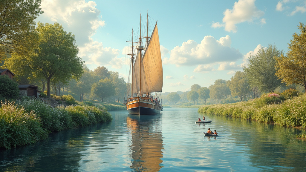 Balade en barque dans les hortillonnages d'Amiens, paysage aquatique et verdoyant