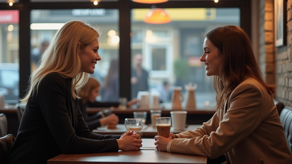 Personne transgenre en train de discuter dans un café sécurisé à Boulogne-Billancourt