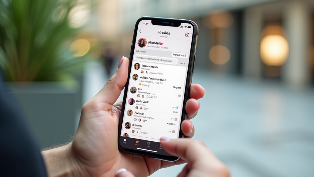 Écran d’un téléphone affichant une interface de site de rencontres trans, avec des profils et des messages