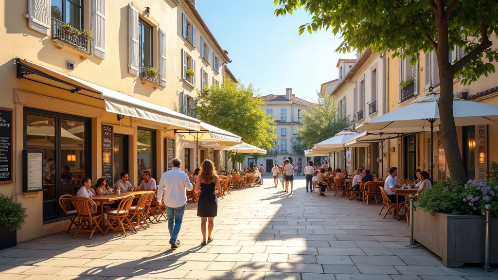 Terrasse vivante de la place Jean Jaurès à Castres, lieu de rencontre convivial