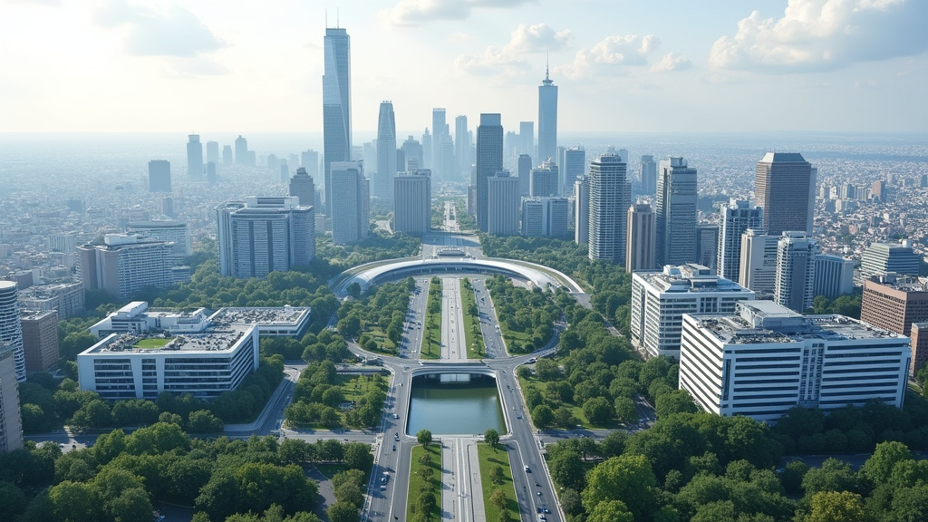 Vue aérienne de Courbevoie avec la Défense en arrière-plan, lieu de vie et d’activité