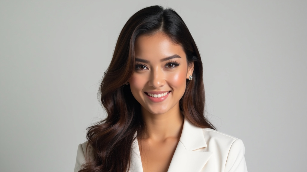 Portrait d'une femme transgenre posant avec confiance, regard direct, sourire doux, dans une rue de Créteil en 2025