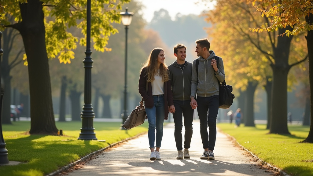Personne en train de discuter dans un parc public à Genève, dans un cadre sécurisé et convivial