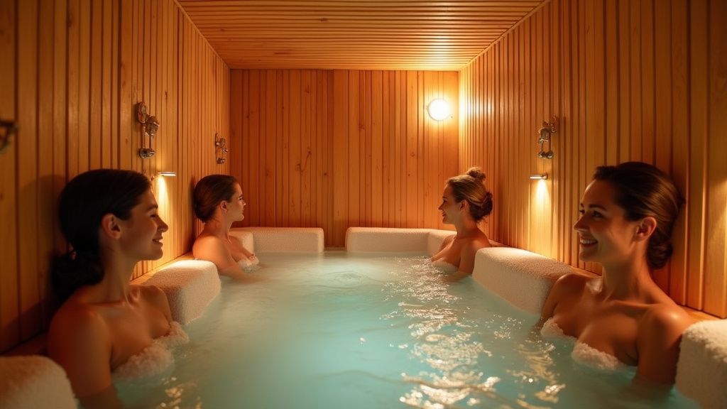 Ambiance chaleureuse du sauna Eros à Limoges, avec des personnes en détente dans le hammam