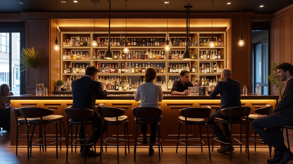 Intérieur du bar L’Annexe à Marseille, avec clients en conversation autour d