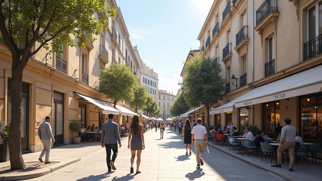 Vue du Cours Ju, quartier du 6ème arrondissement de Marseille, animé par des artistes et des passants