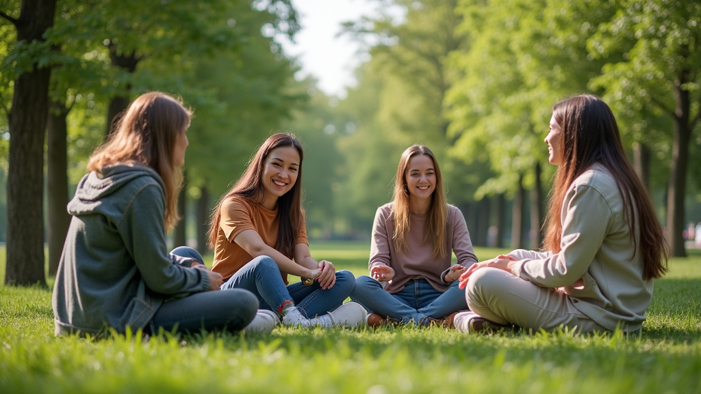 Parc des Guilands à Montreuil avec des personnes trans en pleine discussion dans un espace vert