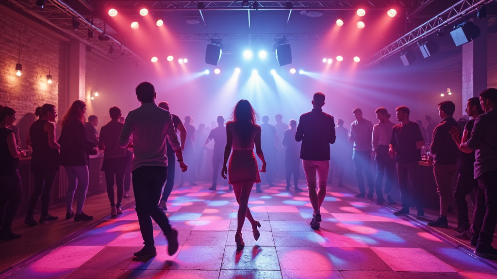 Intérieur animé du Club 87 à Nancy, avec des clients dansant sur la piste de danse