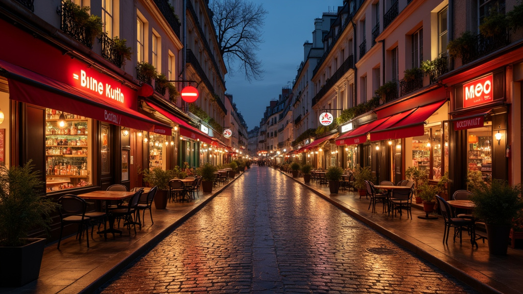 Ambiance nocturne du 10e arrondissement de Paris, rues animées et éclairage chaleureux
