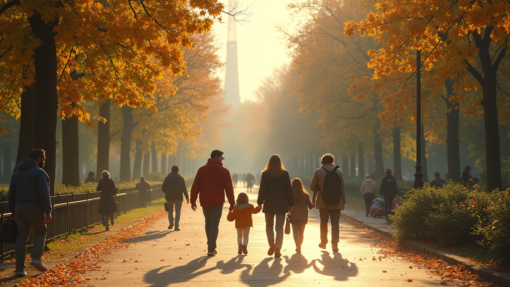 Promenade dans un parc du 14ème arrondissement de Paris, ambiance chaleureuse et inclusive