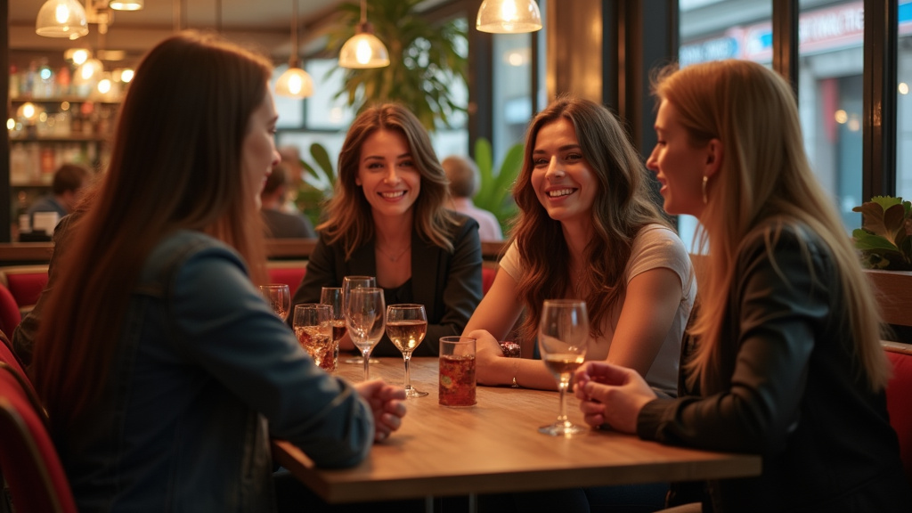 Ambiance conviviale dans un café du 19ème arrondissement, avec des personnes trans en discussion
