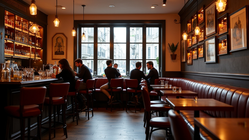 Intérieur d’un bar du 20e arrondissement, avec une ambiance chaleureuse et des clients en discussion