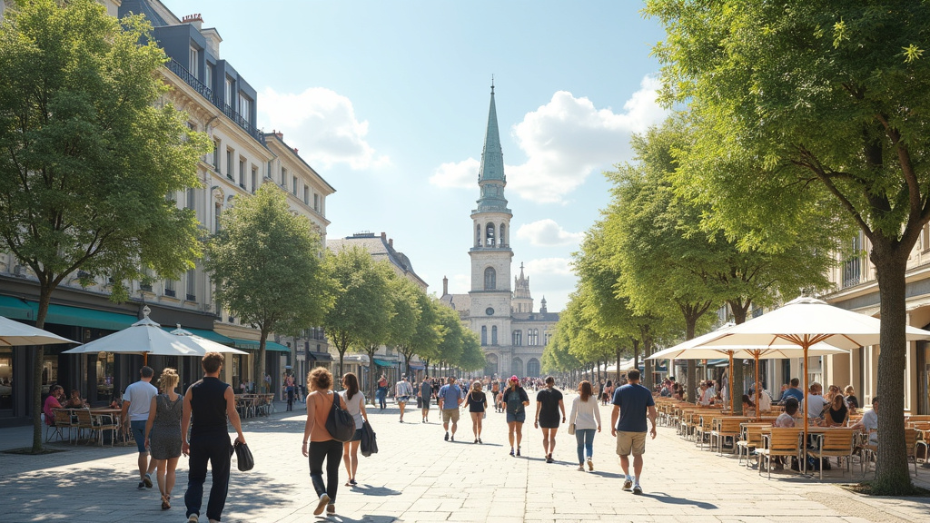 Place d’Erlon à Reims, lieu de promenade et de rencontre conviviale