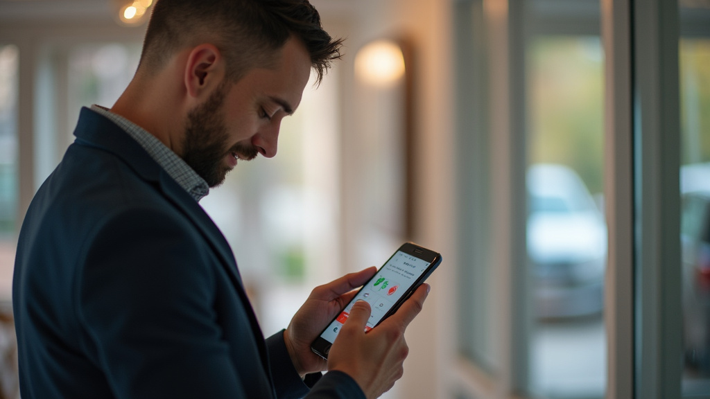 Utilisateur consulte une application de rencontre trans sur son smartphone