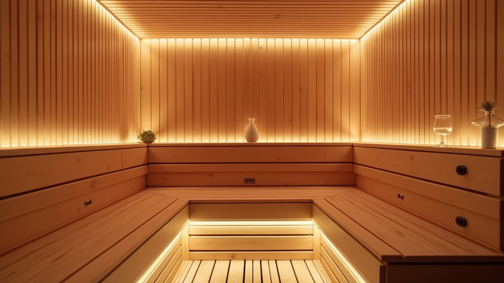 Vue intérieure d’un sauna LGBT à Rouen, ambiance feutrée et détendue