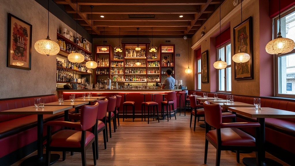 Intérieur d’un bar LGBTQ+ à Toulouse avec une ambiance chaleureuse et inclusive