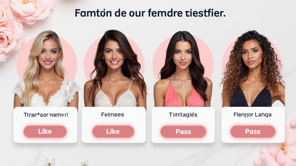 Interface du SpeedFlirt sur JM Trans, montrant des profils de femmes transgenres en défilement, avec boutons like et pass