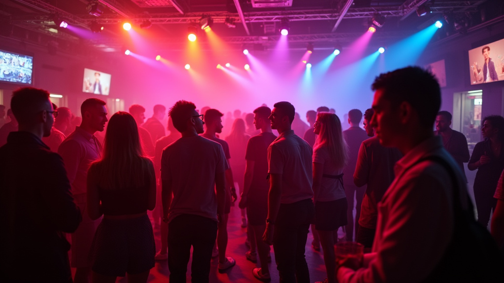 Soirée dans un bar LGBTQIA+ à Lyon avec ambiance festive et lumière tamisée